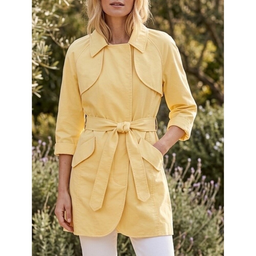Chic Yellow Belted Trench Coat